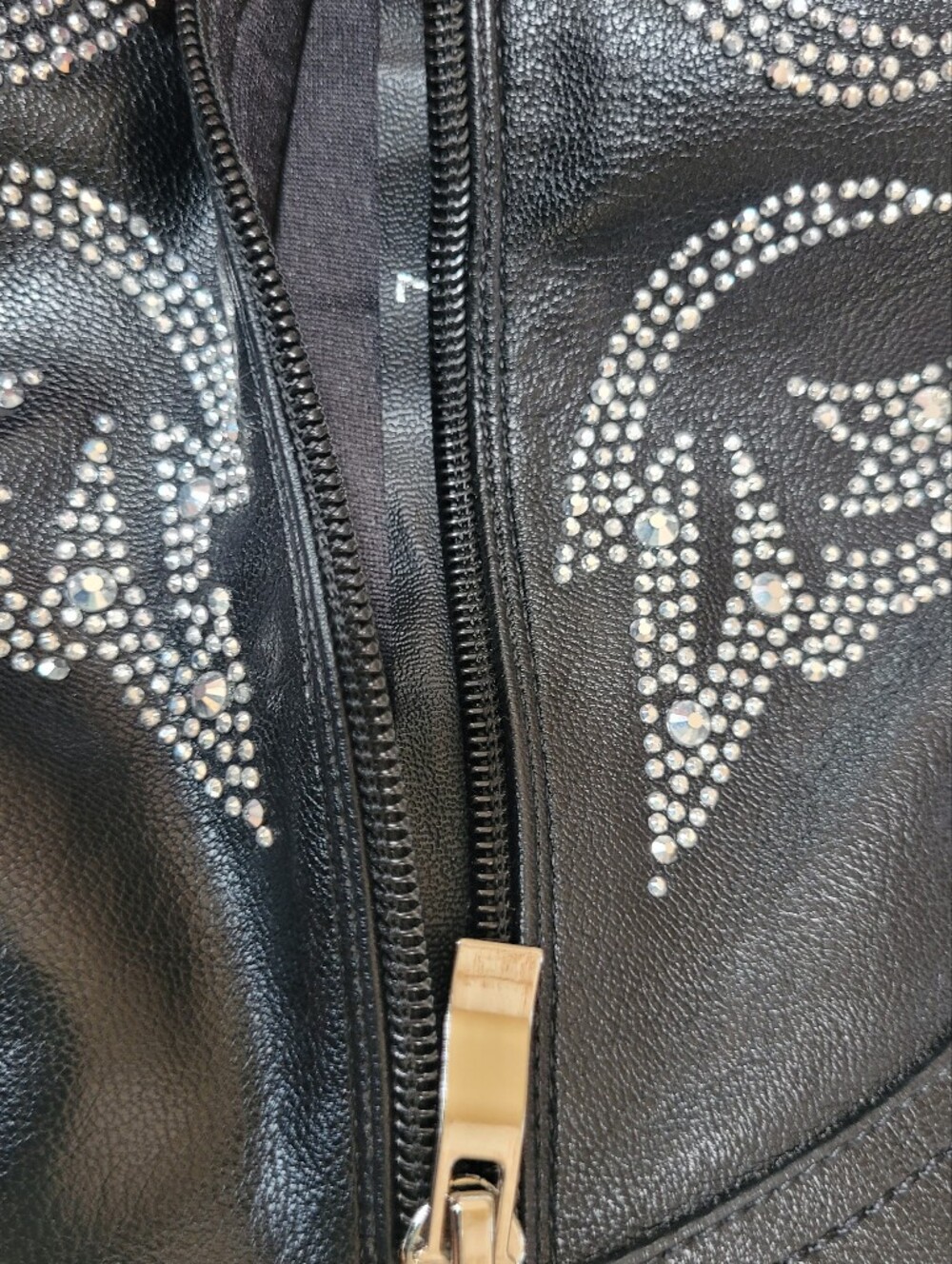 Black Studded Western Cowboy Boots Faux Leather Side Zip Boots Size 7 - Picture 5 of 11